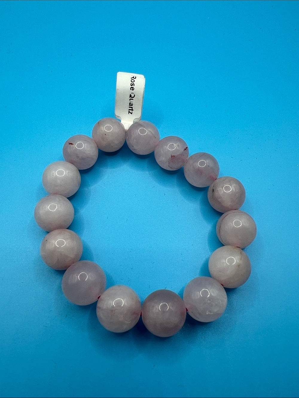 Rose Quartz Bead Stretch Bracelet - Soft Pink 12mm